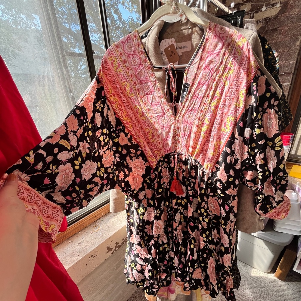 Boho paisley cinch waist dress XXL